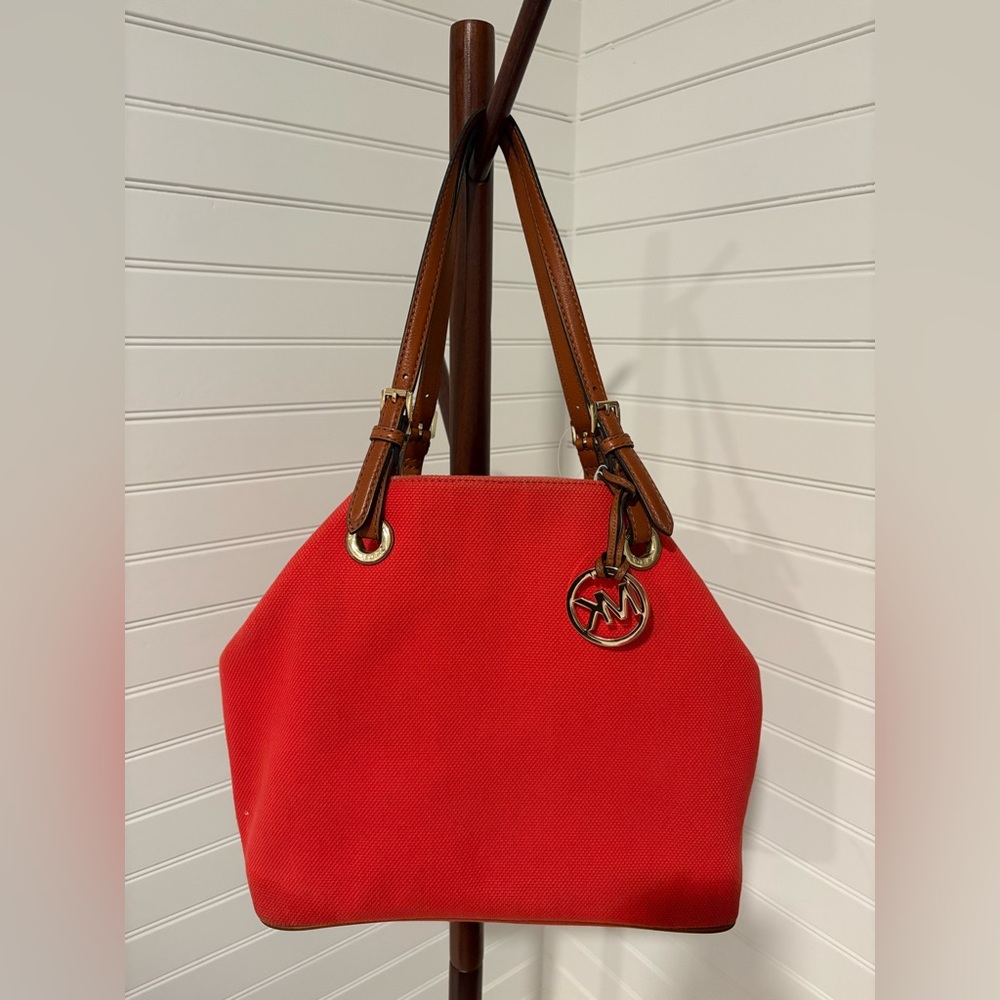 Michael Kors Red Canvas Raven Bag